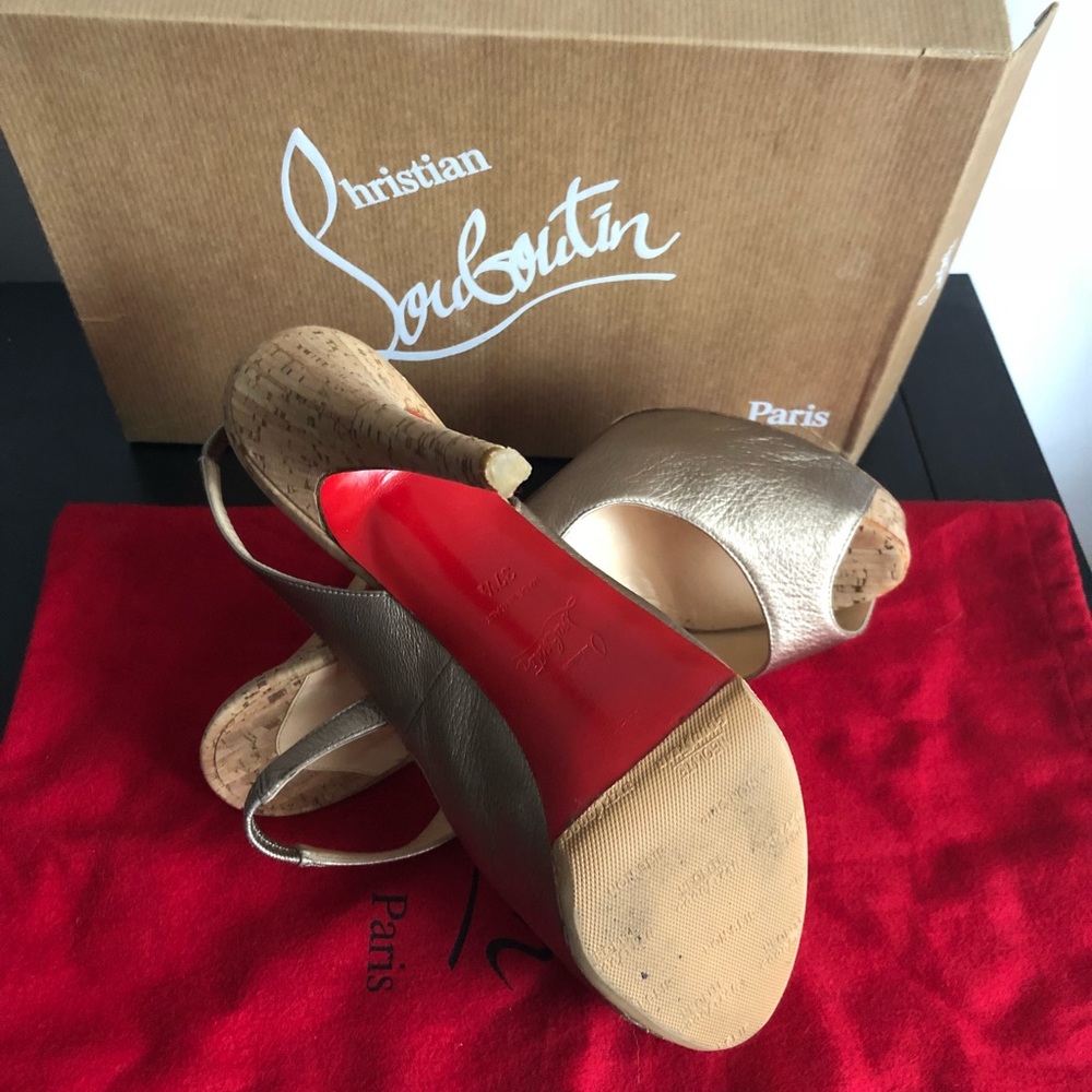 Authentic Christian Louboutin Slingback Heels Pumps Sz 7.5 - Picture 4 of 10